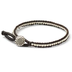 PHADUA / Waxed cord silver single strand concho bracelet