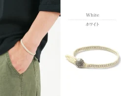 PHADUA / Waxed cord silver single strand concho bracelet