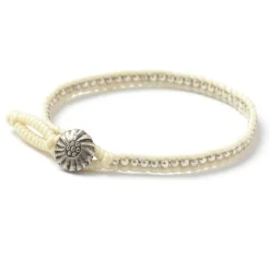 PHADUA / Waxed cord silver single strand concho bracelet