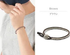 PHADUA / Waxed cord silver single strand concho bracelet