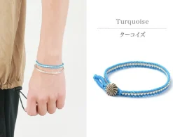 PHADUA / Waxed cord silver single strand concho bracelet