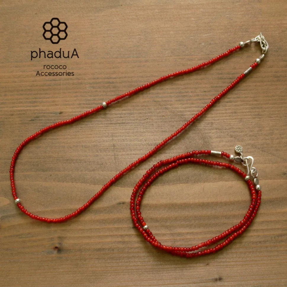 PHADUA / White Heart Antique Beads Necklace