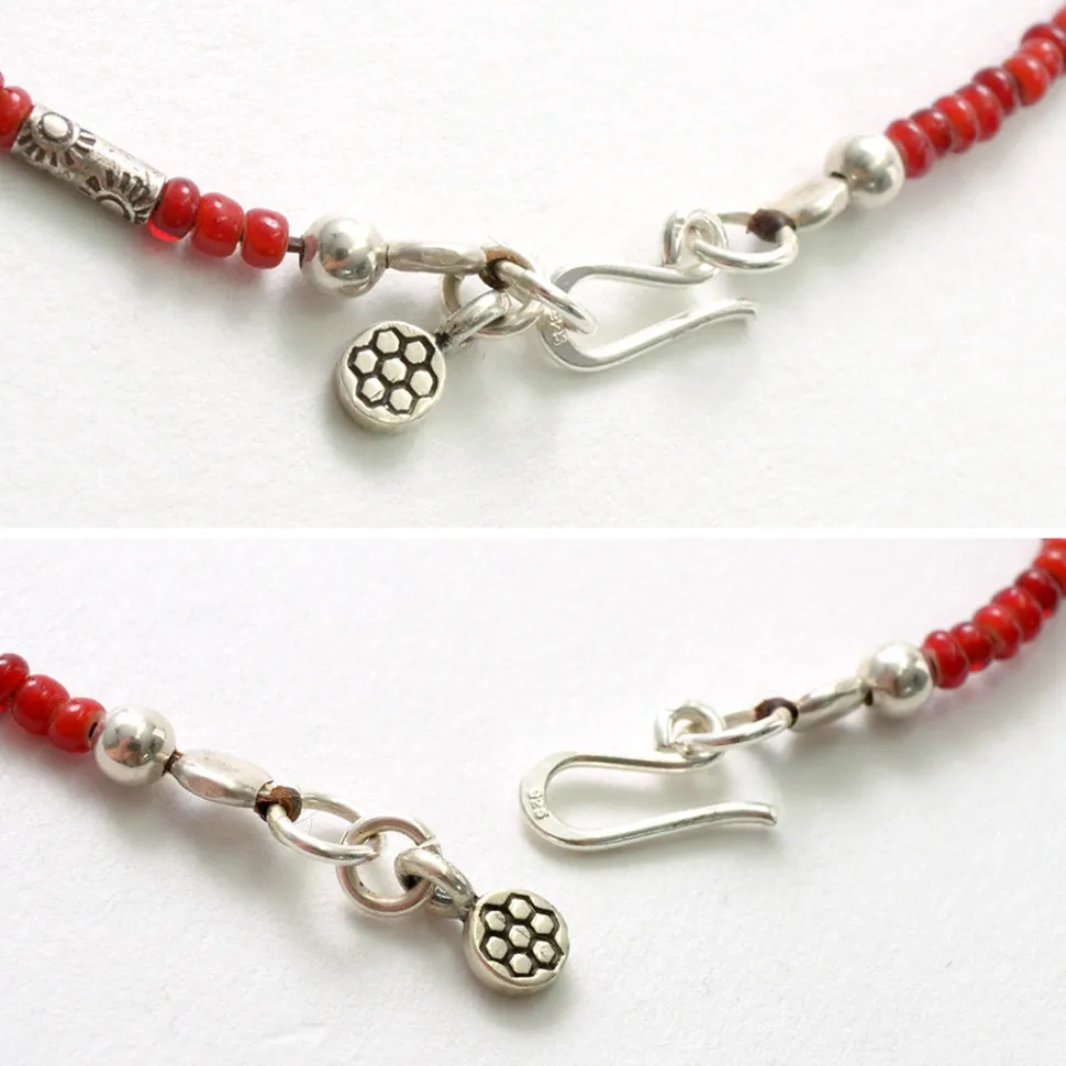 PHADUA / White Heart Antique Beads Necklace