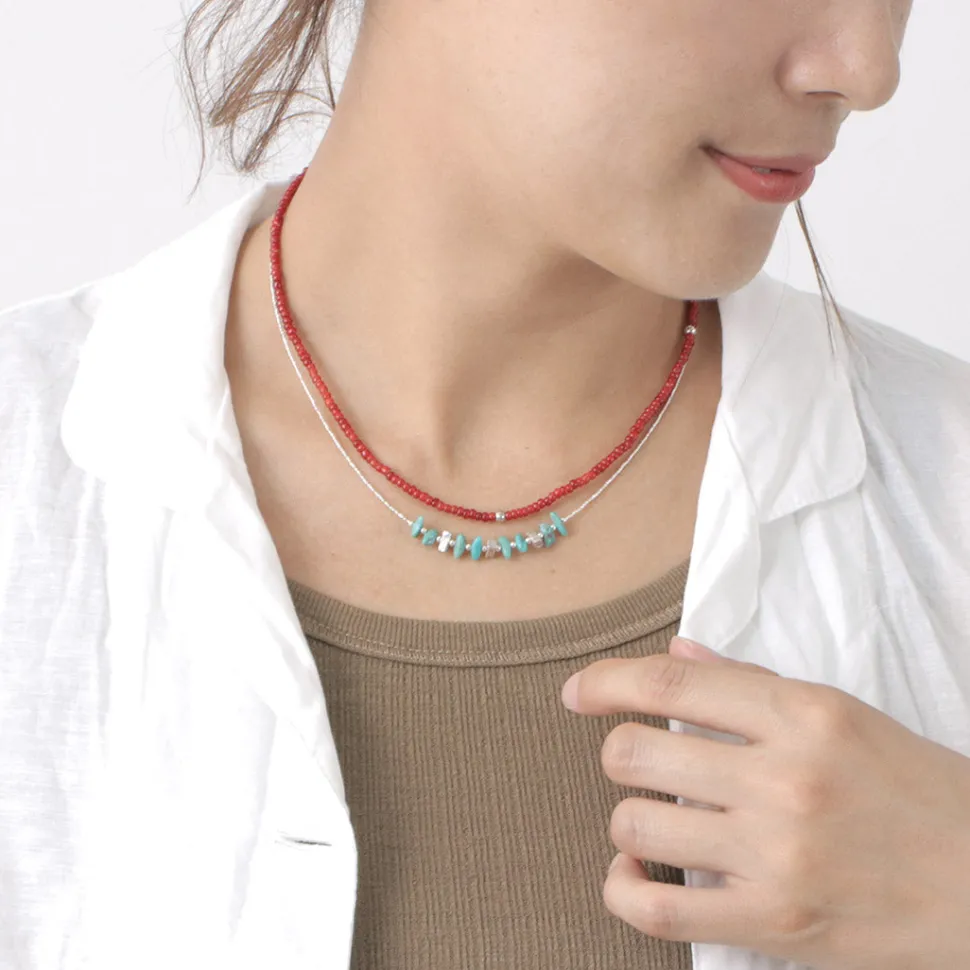 PHADUA / White Heart Antique Beads Necklace