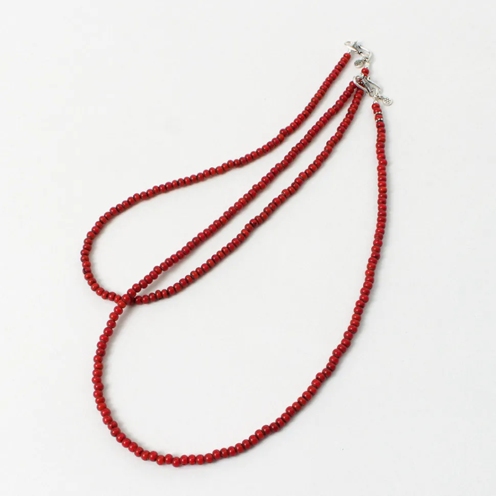 phaduA / White Heart Antique Glass Bead Necklace