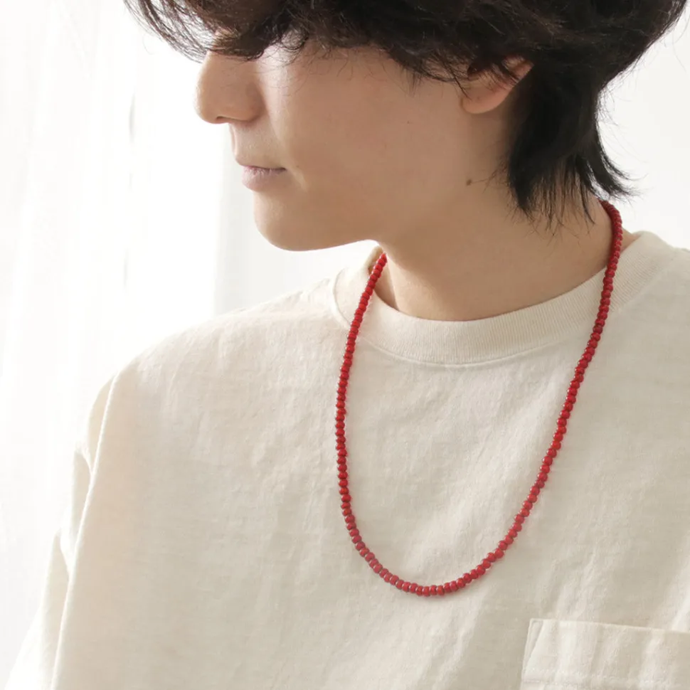 phaduA / White Heart Antique Glass Bead Necklace