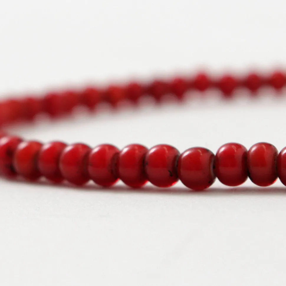 phaduA / White Heart Antique Glass Bead Necklace