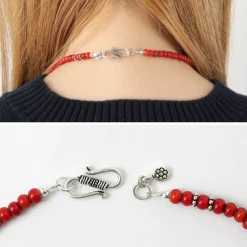 phaduA / White Heart Antique Glass Bead Necklace