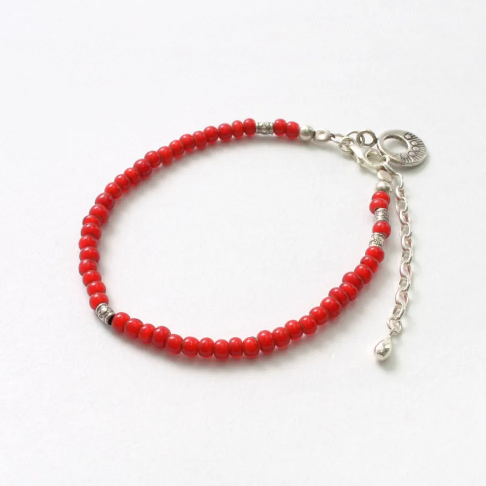 PHADUA / White Heart Beaded Anklet