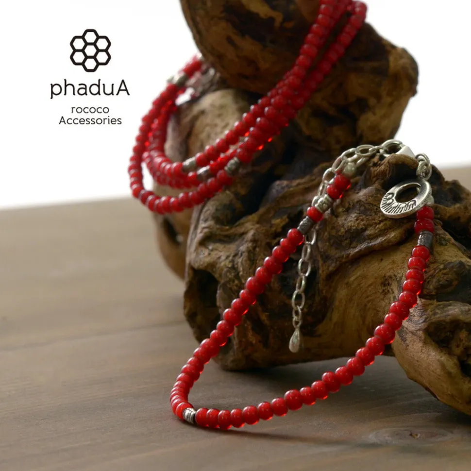 PHADUA / White Heart Beaded Anklet