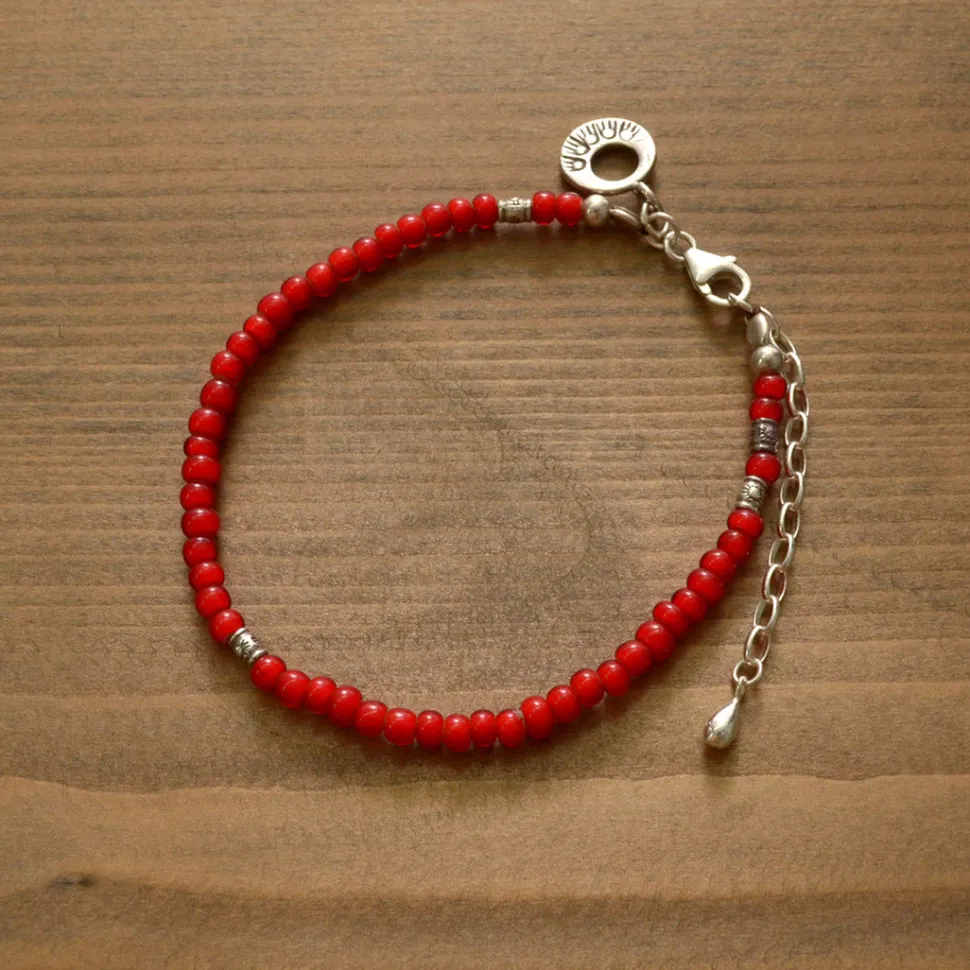 PHADUA / White Heart Beaded Anklet