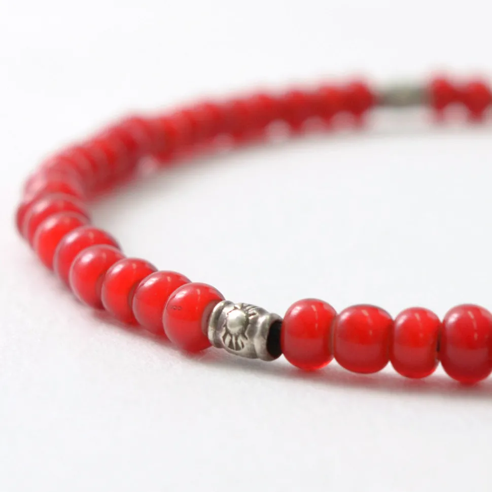 PHADUA / White Heart Beaded Anklet