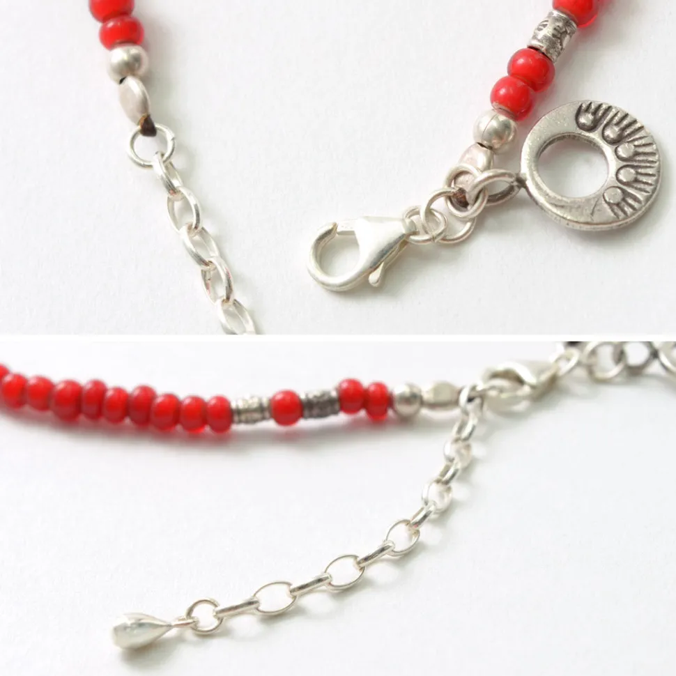PHADUA / White Heart Beaded Anklet