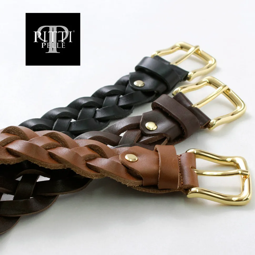 PITTI PELLE / Mesh Leather Belt 35mm width 4mm thick