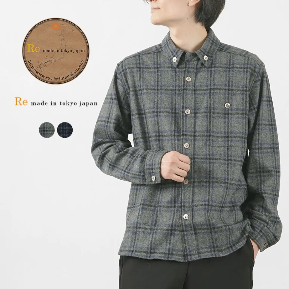 RE MADE IN TOKYO JAPAN / Craft Wool Check CPO Button Down Shirt