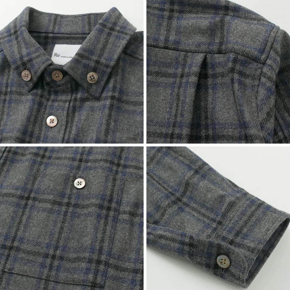 RE MADE IN TOKYO JAPAN / Craft Wool Check CPO Button Down Shirt