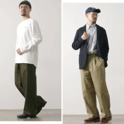 RE MADE IN TOKYO JAPAN / Cotton hard twill tuck wide pants