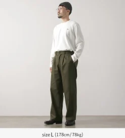 RE MADE IN TOKYO JAPAN / Cotton hard twill tuck wide pants