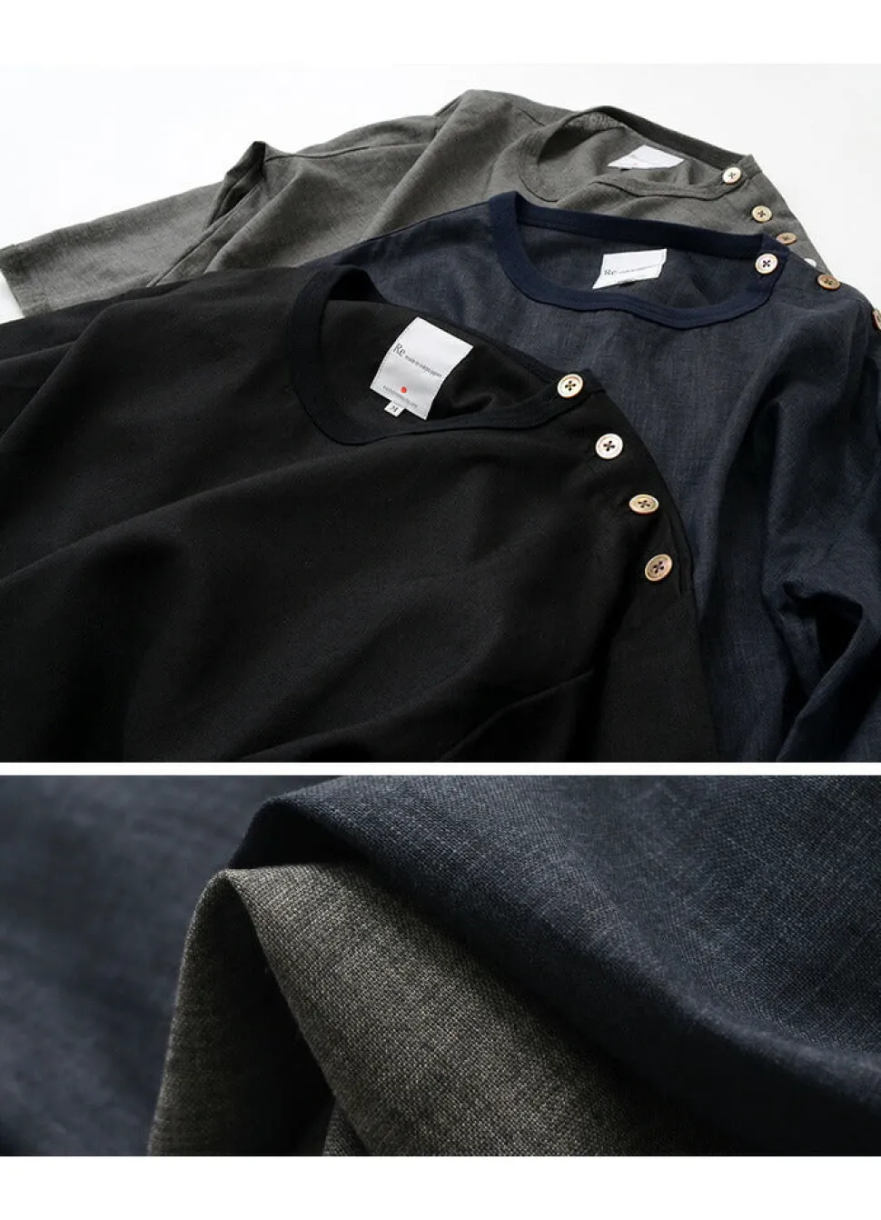 RE MADE IN TOKYO JAPAN / Linen Canvas Button Basque / 7 Minute Sleeve