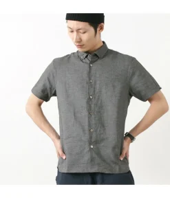RE MADE IN TOKYO JAPAN / Linen Canvas Button Down Shirt / Short Sleeve