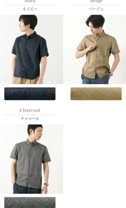RE MADE IN TOKYO JAPAN / Linen Canvas Button Down Shirt / Short Sleeve