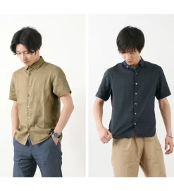 RE MADE IN TOKYO JAPAN / Linen Canvas Button Down Shirt / Short Sleeve