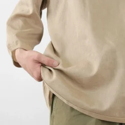 RE MADE IN TOKYO JAPAN / Linen Canvas Henry Neck T-Shirt