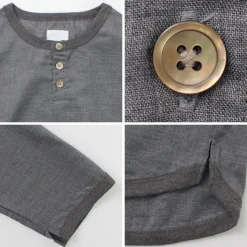 RE MADE IN TOKYO JAPAN / Linen Canvas Henry Neck T-Shirt