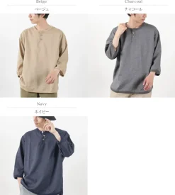 RE MADE IN TOKYO JAPAN / Linen Canvas Henry Neck T-Shirt