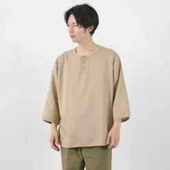 RE MADE IN TOKYO JAPAN / Linen Canvas Henry Neck T-Shirt