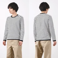 RE MADE IN TOKYO JAPAN / Perfect Inner Giza Cotton Striped Crew Neck L/S T-Shirt