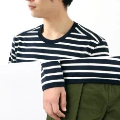 RE MADE IN TOKYO JAPAN / Perfect Inner Giza Cotton Striped Crew Neck L/S T-Shirt