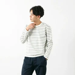 RE MADE IN TOKYO JAPAN / Perfect Inner Giza Cotton Striped Crew Neck L/S T-Shirt