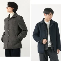 RE MADE IN TOKYO JAPAN / Wool Melton Stand Collar Pea Coat