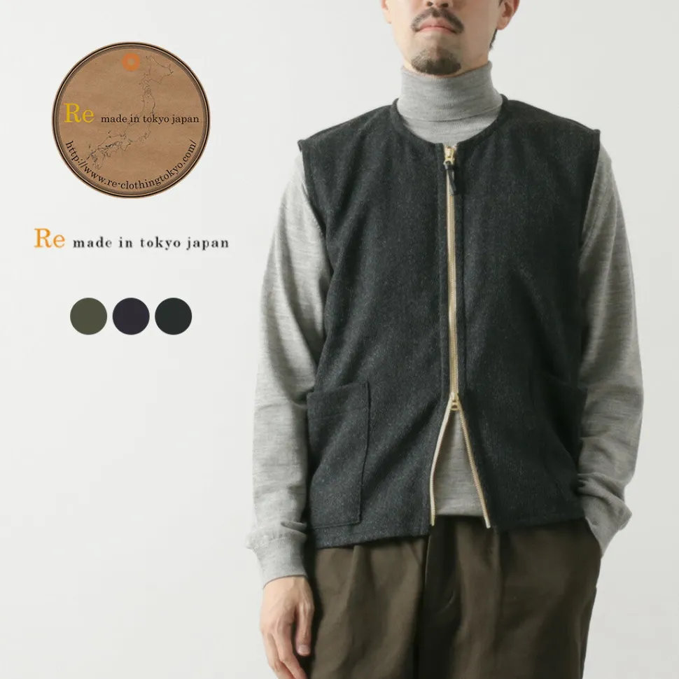 RE MADE IN TOKYO JAPAN / Wool Cashmere Kersey Crew Vest