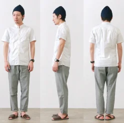 RE MADE IN TOKYO JAPAN / Yellow Stitched Short Sleeve Button Down Shirt