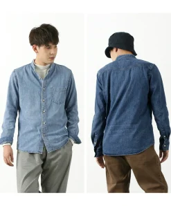 REMI RELIEF / Denim Band Collar Shirt
