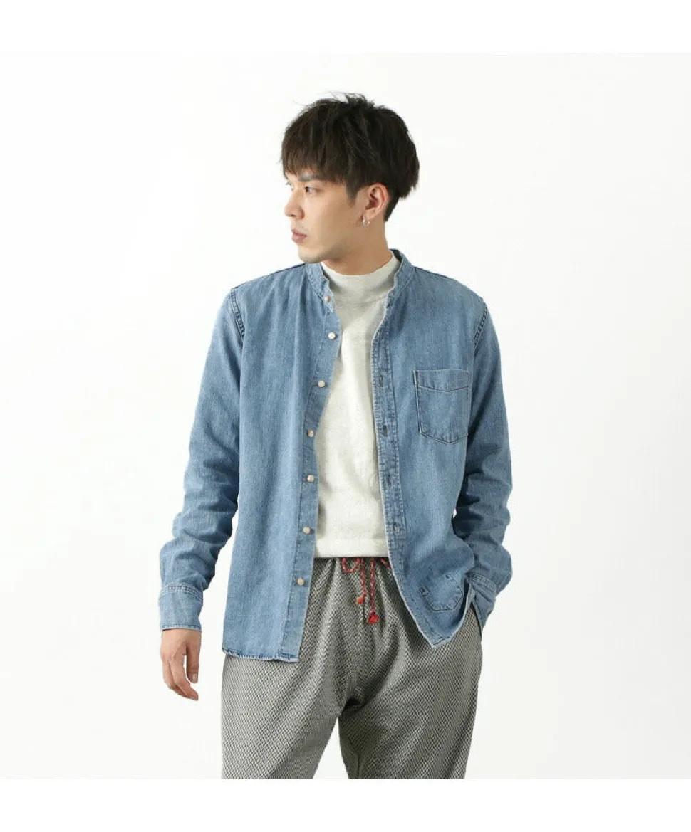REMI RELIEF / Denim Band Collar Shirt