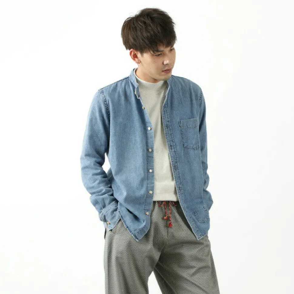 REMI RELIEF / Denim Band Collar Shirt