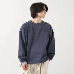 REMI RELIEF / Melange jersey long sleeve pocket T-shirt