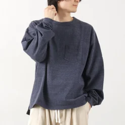 REMI RELIEF / Melange jersey long sleeve pocket T-shirt