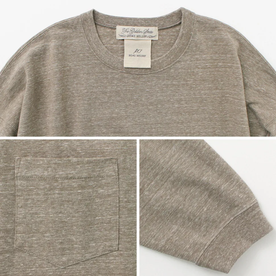 REMI RELIEF / Melange jersey long sleeve pocket T-shirt