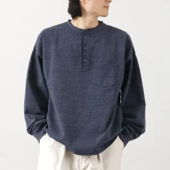 REMI RELIEF / Melange Jersey Long Sleeve Henley Neck Pocket T-Shirt