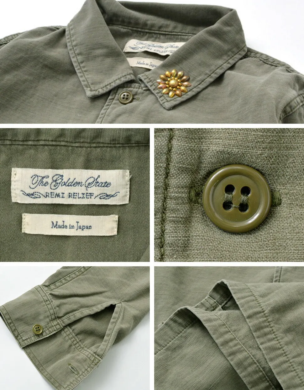 REMI RELIEF / Military Shirt (Flower Studded)