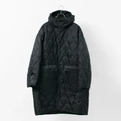 REMI RELIEF / Nylon Rip Gourd Quilted Coat Hoodie