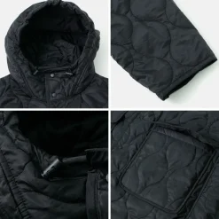 REMI RELIEF / Nylon Rip Gourd Quilted Coat Hoodie
