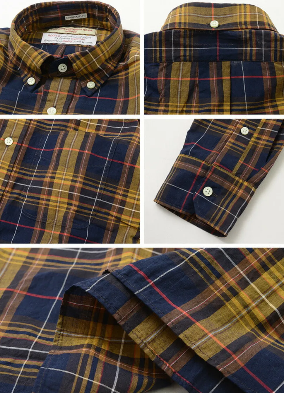 ROCOCO / Cotton Linen Madras Check Button-down Shirt