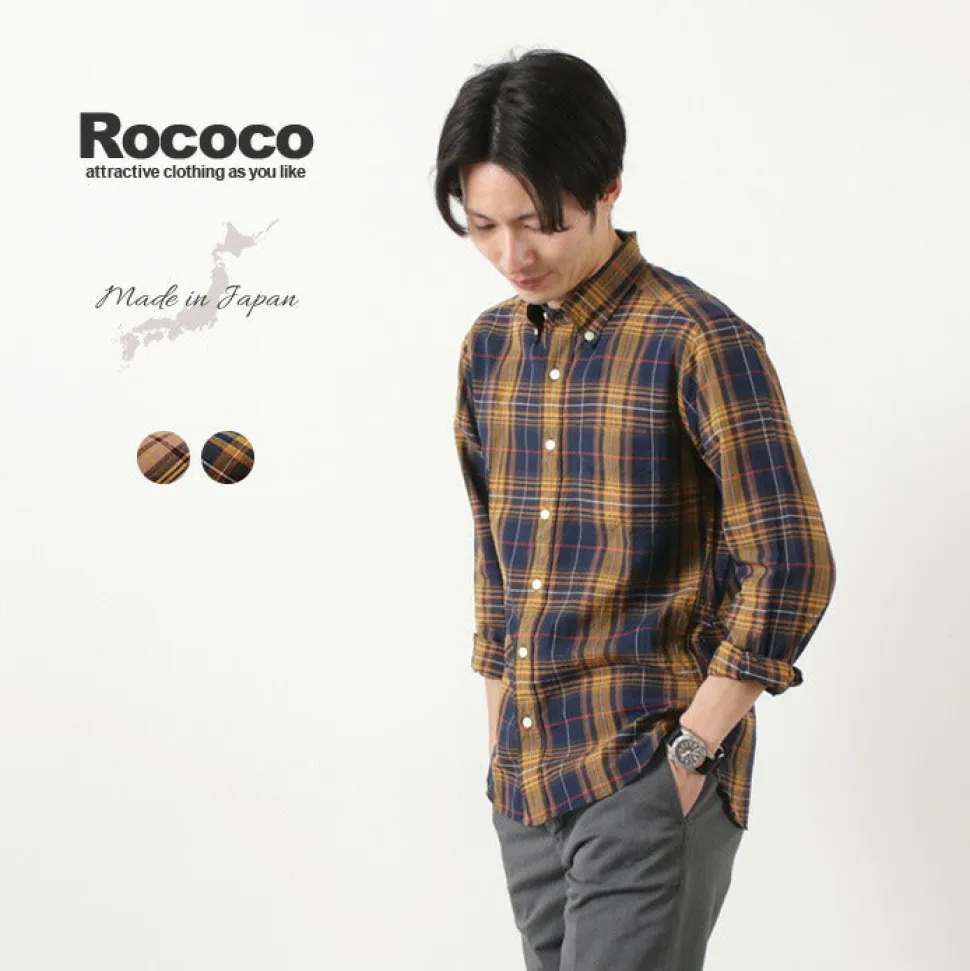 ROCOCO / Cotton Linen Madras Check Button-down Shirt