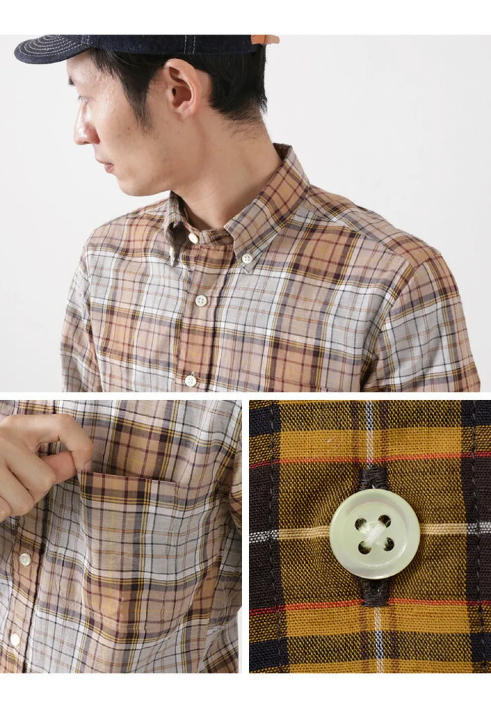 ROCOCO / Cotton Linen Madras Check Button-down Shirt