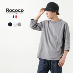 ROCOCO / Hemmed Jersey Cotton Crew Neck Cut & Sew